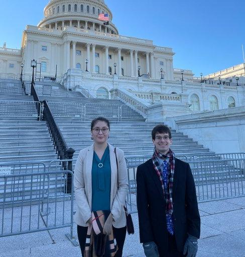 Caleb Fogler and Mariana Tenorio Pita, ODU Nuclear Physics Ph.D. students, visit Capitol Hill